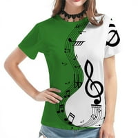 B91XZ Ženske grafičke majice Košulje za žene Vintage Musical Note Ispis Tes Tort Grovna majica Top Green,
