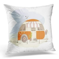 Camper ljeto putovanje u kući na točkovima smiješna narančasta retro prikolica plaža 70th jastučni jastučni poklopac jastuka