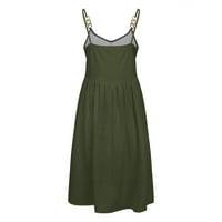 Haljine za žene modne žene casual v-izrez čvrste haljine ljetne rukavice bez rukava zelena s