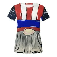 SKSLOEEG Bluze za žene Dressy Ležerne prilike plus veličina majica Američka zastava tiskana bejzbol