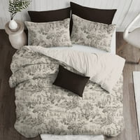 6i krojači Maison Toile Sepia Komforter i jastuk Sham set pun - kraljica