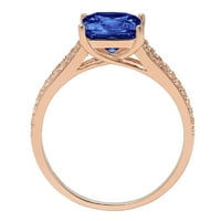 2. CT briljantna princeza Clear Simulirani dijamant 18k Rose Gold Solitaire sa accentima prsten sz 6.25