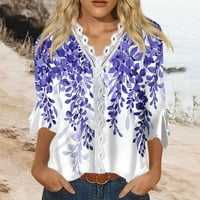Ženske labave vrhove Jesenski proljetni cvjetni tinejdžeri TEES Trendy odjeća ruhove košulje V izrez