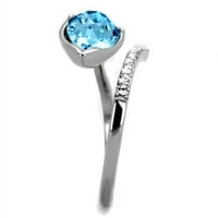Luxe nakit dizajnira ženski prsten od nehrđajućeg čelika sa čistim i morskim plavim kristalom - veličina