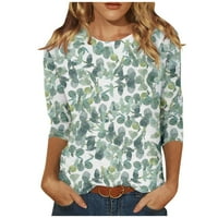 Ljetna ušteda! Tofotl Ljetni vrhovi za žene modne tiskovne rukave košulje okrugli vrat casual vrhovi zeleni xxl