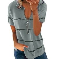 Solacol ženski vrhovi i bluze žene plus vrhovi V-izrez T-majice Žene Women plus veličine patentni trak