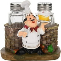 Chef Ornament sol i paprika Shaker set smola za figurine za kućnu stolu za kućni stol, kuhinja