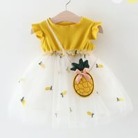 Uskršnji poklon za djevojke za djevojke princeze izvezena tulle ananas mrežica ljetna casual cvjetna haljina 0m-2y