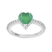 Bočni akcenti zeleni učvršćeni srebrni, srebrni ženski vjenčani solitaire prsten