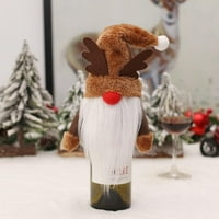 Božićna boca za vinu Dekorativna pokrov bez lica za lutke vina Santa Claus HAT boce torbe za zabave
