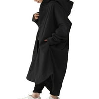 WRCNOTE DAMIES HOODIE kaputi sa kapuljač kapuljača Ležerne prilike za odmor s dugim rukavima od pune boje odjeća crna 5xl