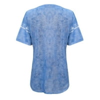 Ženska modna tiskana majica s kratkim rukavima Bluza Okrugli vrat Ležerne prilike Plava 4