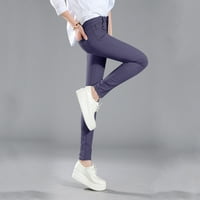 Ženske duge ležerne traperice hlače visoke struke pantalone zatvaraju ravne tanke pantalone za noge