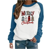 Prinxy Cleancen Jedreženi plame plus veličine Božićne košulje plairano božićno stablo Grafički pulover