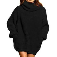 Dukseri za žene Modni dugih rukava Solid COLLLENECK Pulover zimski džemper poliester crni l