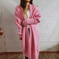 Žene Ležerne prilike, Ležeran na dugim rukavima V-izrez Jesenski džemper Cardigan bluza Pink, moda za