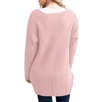 Veliki džemperi za žene plus veličine Žene labavi otvoreni prednji dugi rukav džemper kablona sa kukanim