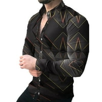 Muški casual 3d grafics dugi rukav mišićni fitness gumb dolje majica za zabavu b xl