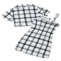 Rejlun Kids Ljetni odjevni outFits Plewind Outfit Outfit Check Majica + Mini haljina odijela Dvije postavljene stranke SIDE SIRT bijele 7Y