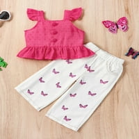 Djevojke za dijete Ljetna odjeća setovi za leteće rukavice i bijele leptirske hlače