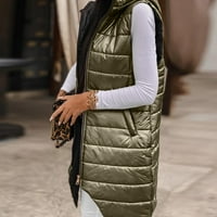 Zimski pad kardigan za ženski prsluk s dugim kaputom s gornjim kaputima bez rukava s džepovima prekrivenim