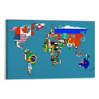 Uokvirena platna Zidno umetničko dekor, inovativna globalna karta Print umetnička delo Moderni kućni