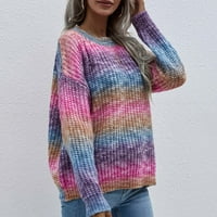 Ženski prugasti pulover Pleteni skakači DukseriHirts Srednja odjeća Ležerni džemper Pulover Stripe Okrugli