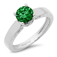 1.06ct okrugli rez zeleni simulirani smaragd 18k bijeli zlatni godišnjica za angažman prsten veličine