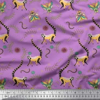 Limoi pamučna pamučna tkanina od listova, housefly & lemur životinjskim tkaninskim otisci na dvorištu