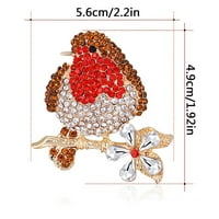 Minđuše za žene crvene ptičje broš pin, aluminijski broš od legura diamumd-proudd ptice corsage y2k