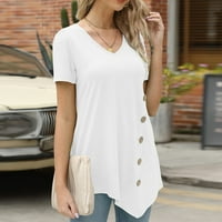 Ženska ljetna modna casual v izrezana majica s kratkim rukavima Basic Tops Pulover bijeli xxl