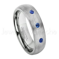 Prsten od brušenog kupola - 0.21ctw Blue Sapphire 3-kameni opseg - Personalizirani travsten vjenčani