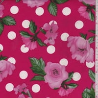 Vruća ružičasta polka tačka cvjetni dres sa četkicama, tkanina po dvorištu