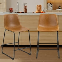 Bar stolica set od 2, kožne kontra visine stolice Barstools sa leđima i naslonom za ruke, industrijski