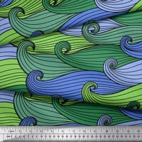 Soimoi Green Rayon tkaninski umjetnički valovi apstraktna ispis tkanina sa širokim dvorištem