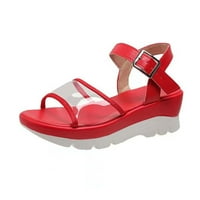 Lydiaunistar ženske modne obloge sandale u boji pune boje debele dno kopče casual sandale crvene 9.5