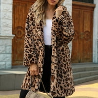 Ženski kaputi ženski ženski ženski topla Furry kaput jakna zimske leopard isključuju gornju odjeću ovratniku