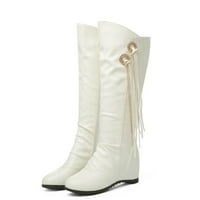Čizme za žene - božićni pokloni Fashion s niskim potpeticama ženske cipele na petu bijele 36