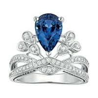 1.5ct kruška moissanite kruni dijamantni prstenovi za žene D u boji VVS angažman prstenovi moissinite