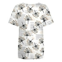 Ženski bluze Okrugli izrez cvjetni bluza Ležerne prilike za žene kratki rukav modni ljetni vrhovi Brown 2xl