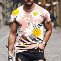 Muška 3D grafička cvjetna tiskana majica kratkih rukava Crew vrat na vratu Atletski trčanje teretana