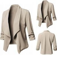 Khaki ženske blistave ženske modne casual čvrsti otvoreni prednji kardigan dugih rukava jaknu