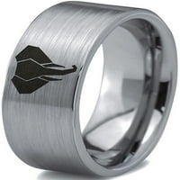 Volfram Slon životinjski poligon stil umjetnosti prsten za muškarce žene udobnost fit siva ravna rez