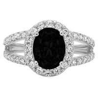 2.78ct ovalni rez crni prirodni ony 18k bijelo zlato ugraviranje izjava bridalna godišnjica Angažman vjenčanje halo prstena veličine 7.5