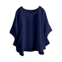 Ženski casual okrugli vrat kratkih rukava labav majica Basic Top Majica Blue 3xl
