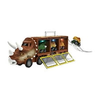 Edukacija Dinosaur prijevozni kamion, igračka automobila sa dinosaurima divljeg životnog automobila helikopter, prijenosna ručka Dinosaur igračka za dječake djevojke 3+ plava