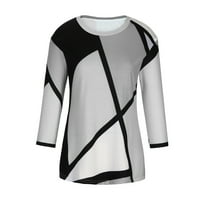 HFYIHGF ženski dugi rukav modni casual labavi pulover košulje okruglih vrata geometrijske tunika bluze t majice (siva, xxl)