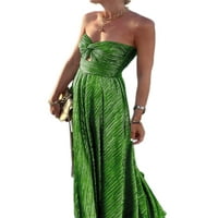 REJLUN Žene Ruched Long Maxi haljine Labave večernje haljine bez rukava haljina zelena s