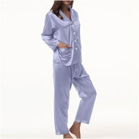 Fanxing Cleaming ženske satenske pidžame setovi padajuće dugme s dugim rukavima s dugim rukavima s hlačama domaćim noćnim odijelima S, M, L, XL, XXL