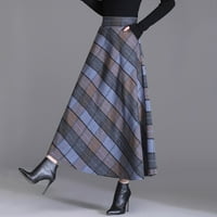 IOPQO ženske haljine retro casual dužine suknje Klasični tarirani džepovi sa visokim strukom suknje